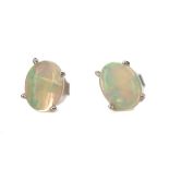 A PAIR OF ETHIOPIAN OPAL EARRINGS