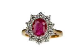 A RUBY AND DIAMOND RING