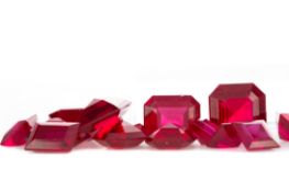 A COLLECTION OF RED GLASS GEMS