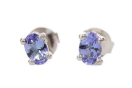 A PAIR OF TANZANITE EARRINGS