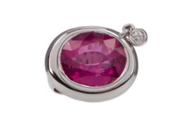 A PINK TOURMALINE AND DIAMOND RING