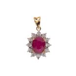 A RUBY AND DIAMOND PENDANT