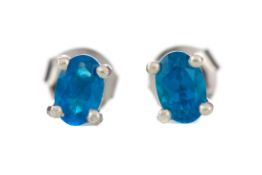 A PAIR OF NEON APATITE EARRINGS