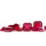 A COLLECTION OF RED GLASS GEMS