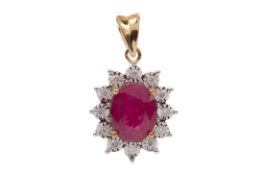 A RUBY AND DIAMOND PENDANT