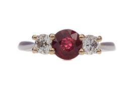 A RUBY AND DIAMOND RING