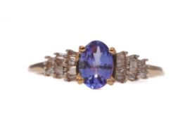 A TANZANITE AND DIAMOND RING