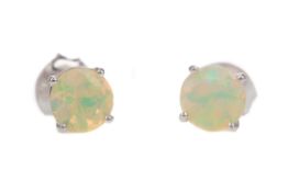 A PAIR OF OPAL STUD EARRINGS