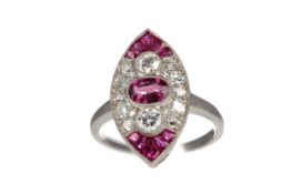 A RUBY AND DIAMOND RING