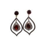 A PAIR OF GARNET AND DIAMOND EARRINGS