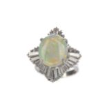 AN OPAL AND DIAMOND BALLERINA RING