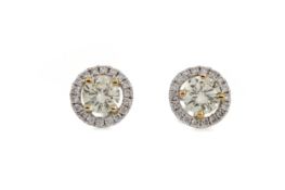 A PAIR OF CERTIFICATED DIAMOND EARRINGS