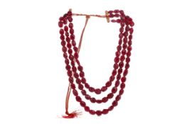A RUBY BEAD NECKLACE