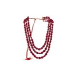 A RUBY BEAD NECKLACE