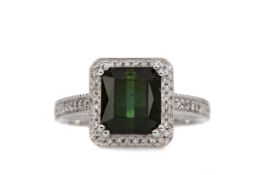 A TOURMALINE AND DIAMOND RING