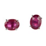 A PAIR OF TREATED RUBY EARRINGS