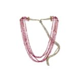 A FIVE ROW PINK SPINEL NECKLACE