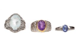 THREE GEM SET RINGS