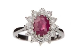 A RUBY AND DIAMOND RING