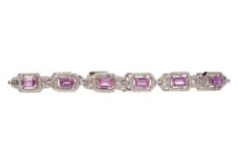 A PINK SAPPHIRE AND DIAMOND BRACELET