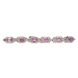 A PINK SAPPHIRE AND DIAMOND BRACELET