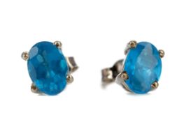 A PAIR OF NEON APATITE STUD EARRINGS