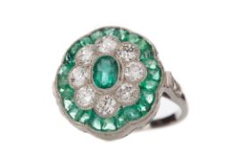 AN EMERALD AND DIAMOND RING