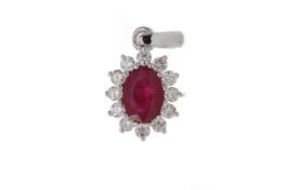 A RUBY AND DIAMOND PENDANT