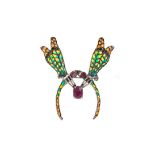 A PLIQUE A JOUR INSECT BROOCH