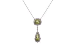 A PERIDOT AND DIAMOND PENDANT