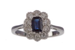 A CERTIFICATED SAPPHIRE AND DIAMOND RING