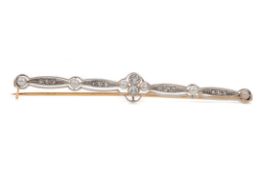 A PEARL AND DIAMOND BAR BROOCH