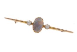 AN OPAL AND PEARL BROOCH