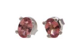 A PAIR OF PINK TOURMALINE STUD EARRINGS