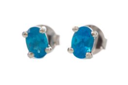 A PAIR OF NEON APATITE STUD EARRINGS