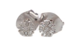 A PAIR OF DIAMOND CLUSTER EARRINGS