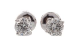 A PAIR OF CERTIFICATED DIAMOND EARRINGS