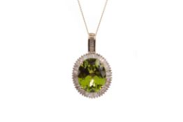 A PERIDOT AND DIAMOND PENDANT