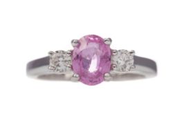 A PINK SAPPHIRE AND DIAMOND RING