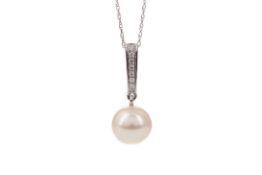 A PEARL AND DIAMOND PENDANT