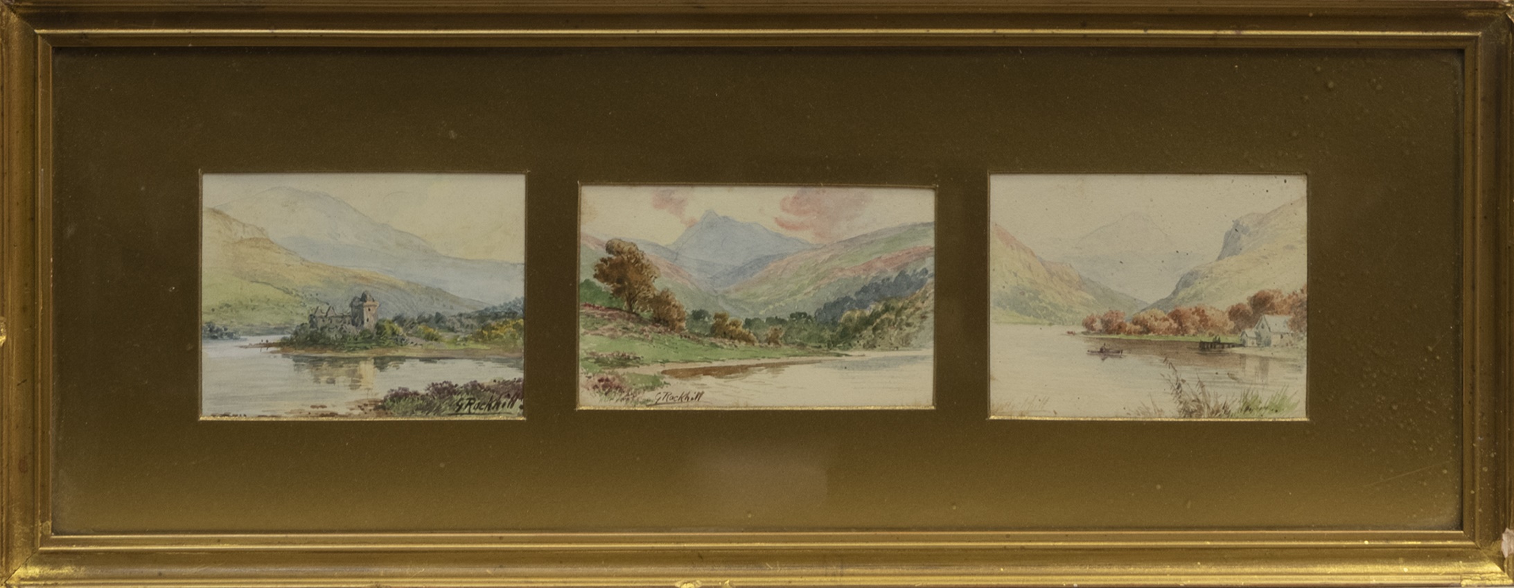 THREE LAKE SCENE WATERCOLOURS BY GEORGE ROCKHILL