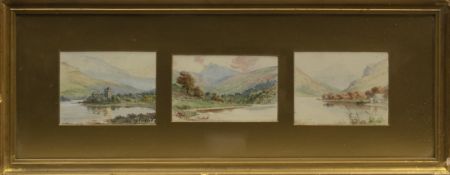 THREE LAKE SCENE WATERCOLOURS BY GEORGE ROCKHILL