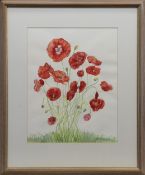 RED POPPIES, A WATERCOLOUR BY SYLVIA MACKENZIE