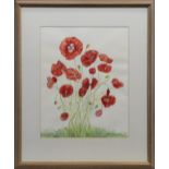 RED POPPIES, A WATERCOLOUR BY SYLVIA MACKENZIE