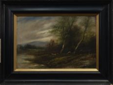 FLOCK ON THE BANK, AN OIL BY HENRY GRAHAM