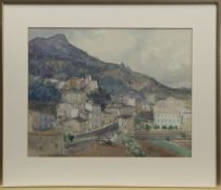 CITY BENEATH THE PEAK, A WATERCOLOUR BY HARRY BERSTECHER