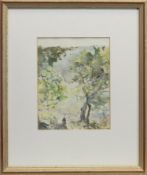 FIGURE IN LANDSCAPE, A WATERCOLOUR BY ROBERT SHOLTO JOHNSTONE DOUGLAS