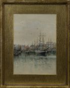 BOULOGNE HARBOUR, A WATERCOLOUR BY ALFRED JOHN KEENE