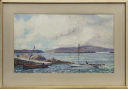 AT THE DOCK, A WATERCOLOUR BY P MACGREGOR WILSON