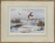 BIRDS IN FLIGHT, A PRINT BY JOHN CYRIL HARRISON